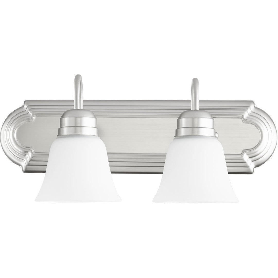 Quorum 5094 Vanities 5094-2-65 Bath Vanity Light 18 in. wide - Satin Nickel W/ Satin Opal