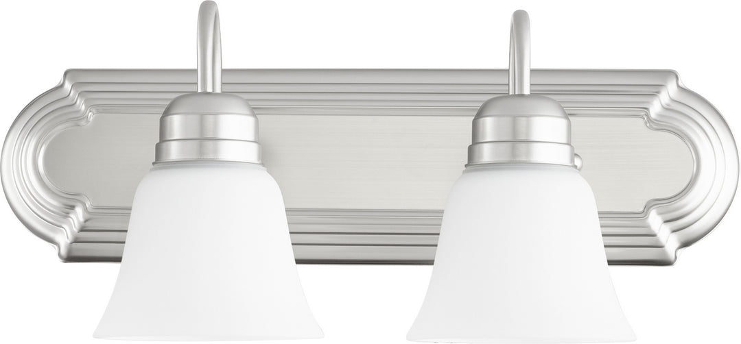 Quorum 5094 Vanities 5094-2-65 Bath Vanity Light 18 in. wide - Satin Nickel W/ Satin Opal