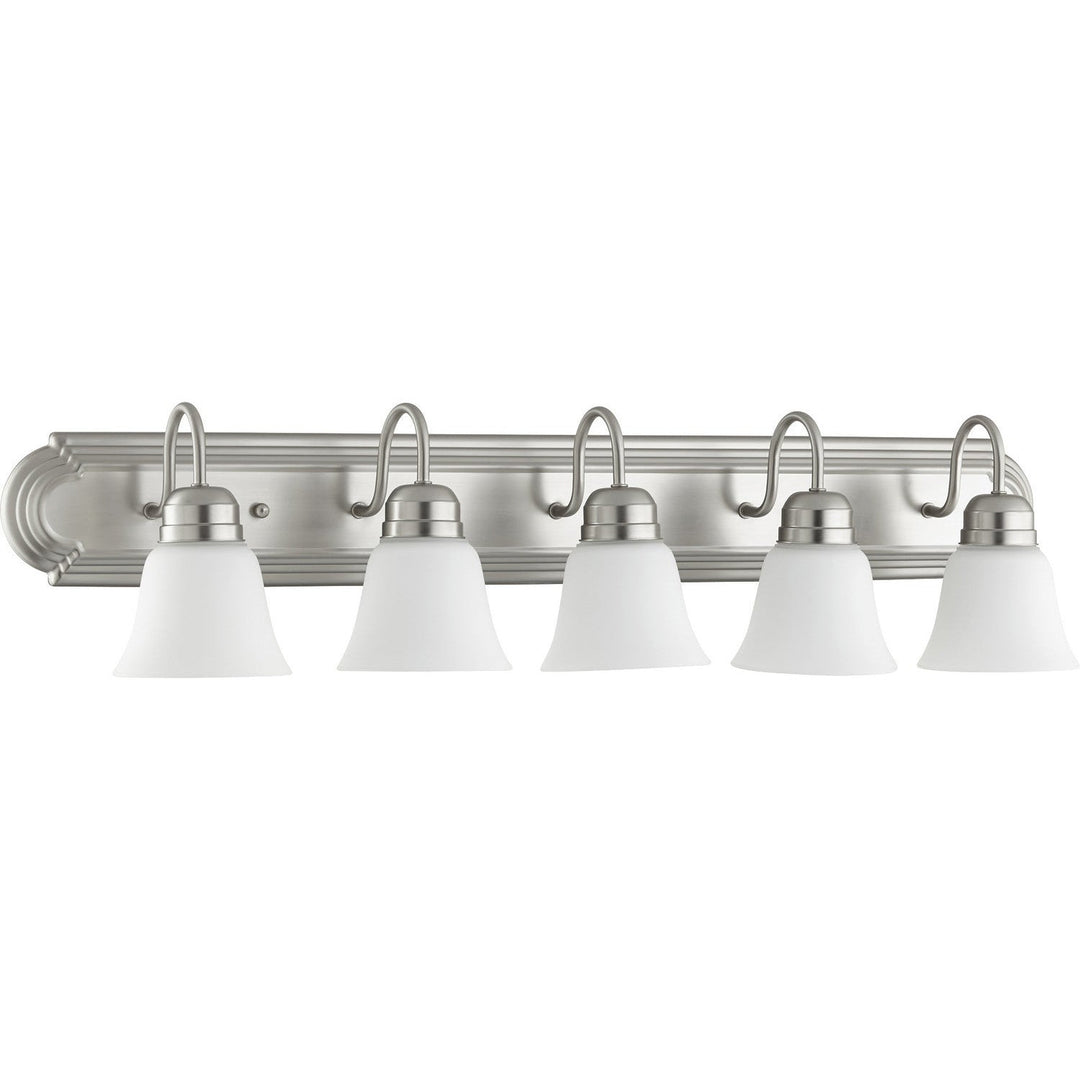 Quorum 5094 Vanities 5094-5-65 Bath Vanity Light 36 in. wide - Satin Nickel W/ Satin Opal