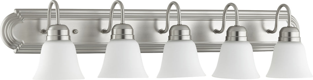 Quorum 5094 Vanities 5094-5-65 Bath Vanity Light 36 in. wide - Satin Nickel W/ Satin Opal