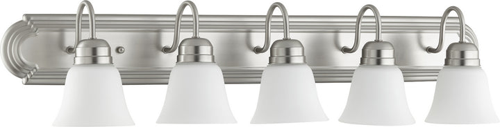 Quorum 5094 Vanities 5094-5-65 Bath Vanity Light 36 in. wide - Satin Nickel W/ Satin Opal