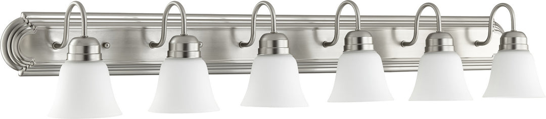 Quorum 5094 Vanities 5094-6-65 Bath Vanity Light 48 in. wide - Satin Nickel W/ Satin Opal