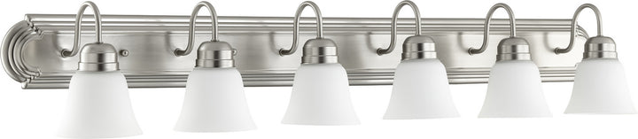 Quorum 5094 Vanities 5094-6-65 Bath Vanity Light 48 in. wide - Satin Nickel W/ Satin Opal