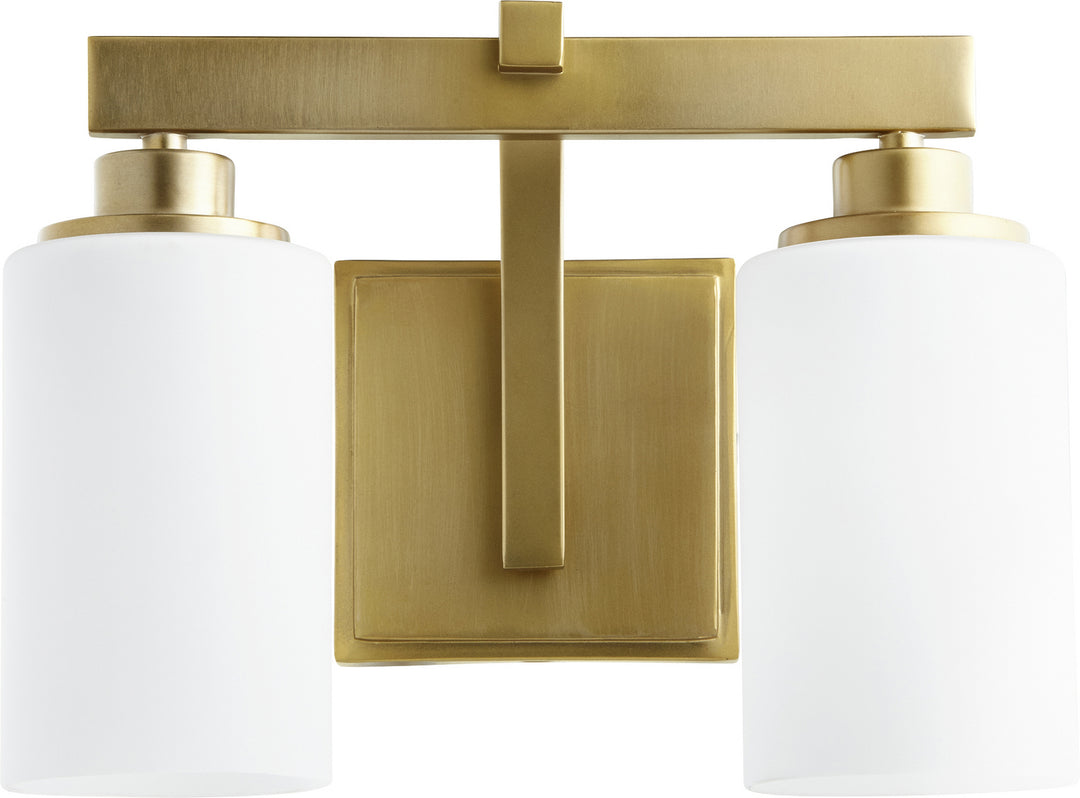 Quorum Lancaster 5207-2-80 Bath Vanity Light 14 in. wide - Aged Brass