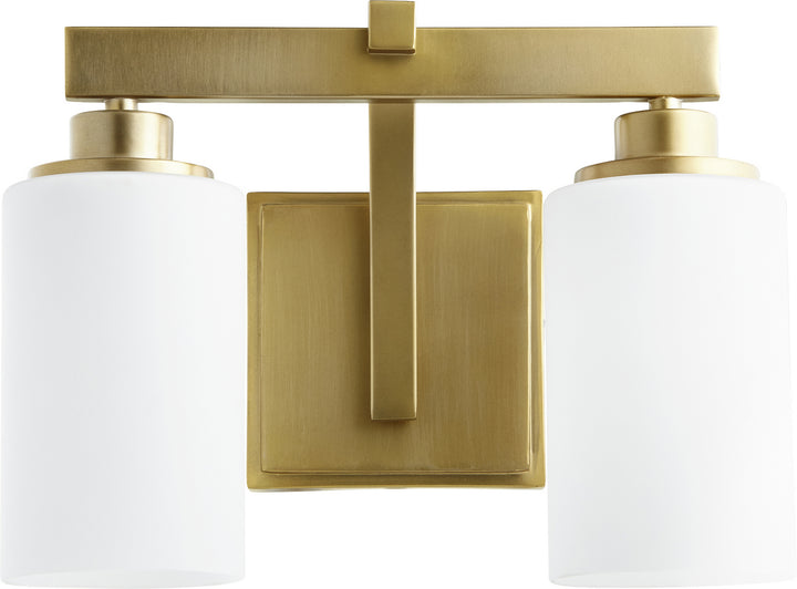 Quorum Lancaster 5207-2-80 Bath Vanity Light 14 in. wide - Aged Brass