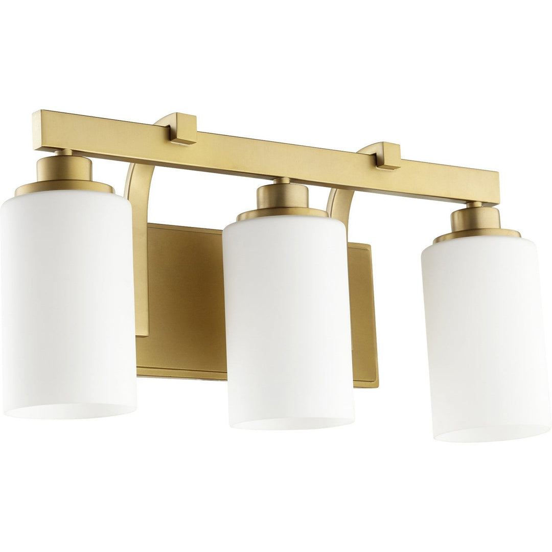 Quorum Lancaster 5207-3-80 Bath Vanity Light 20 in. wide - Aged Brass