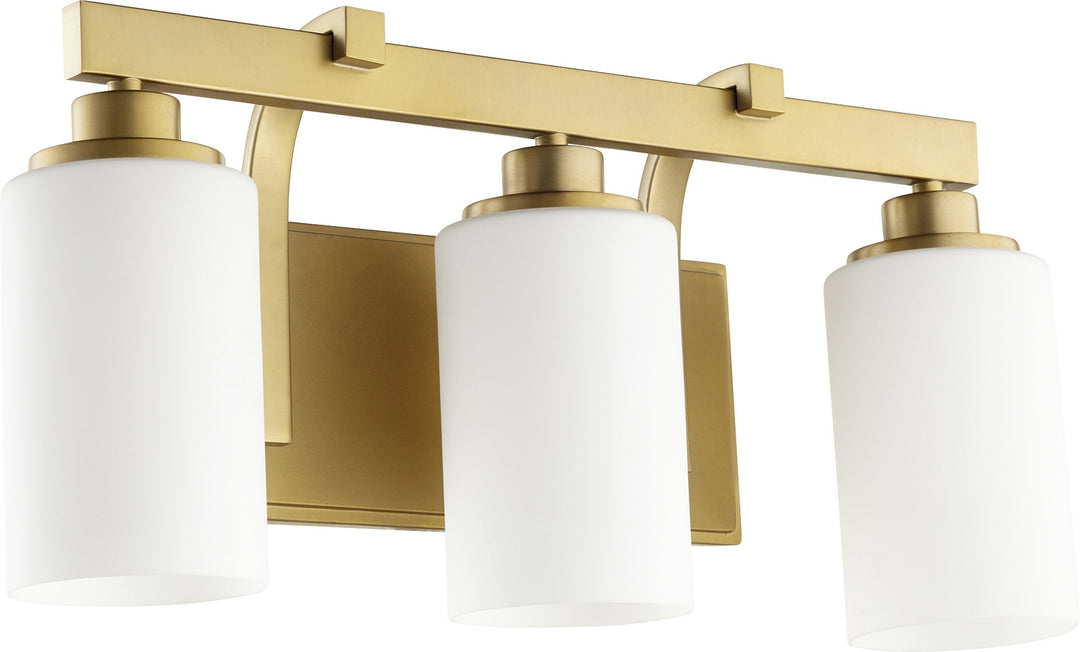 Quorum Lancaster 5207-3-80 Bath Vanity Light 20 in. wide - Aged Brass