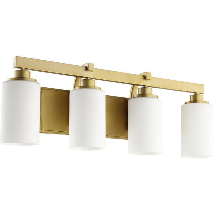 Quorum Lancaster 5207-4-80 Bath Vanity Light 28 in. wide - Aged Brass