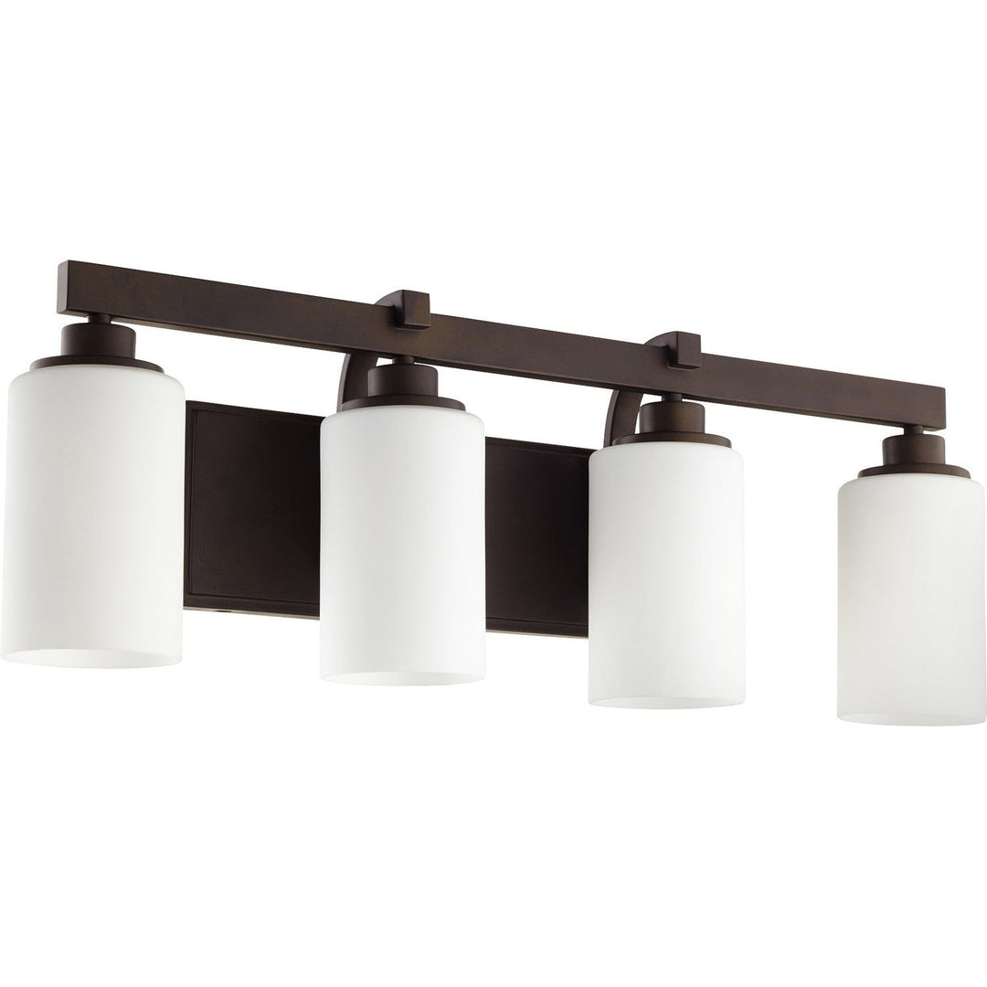 Quorum Lancaster 5207-4-86 Bath Vanity Light 28 in. wide - Oiled Bronze, Rosewood/Walnut/