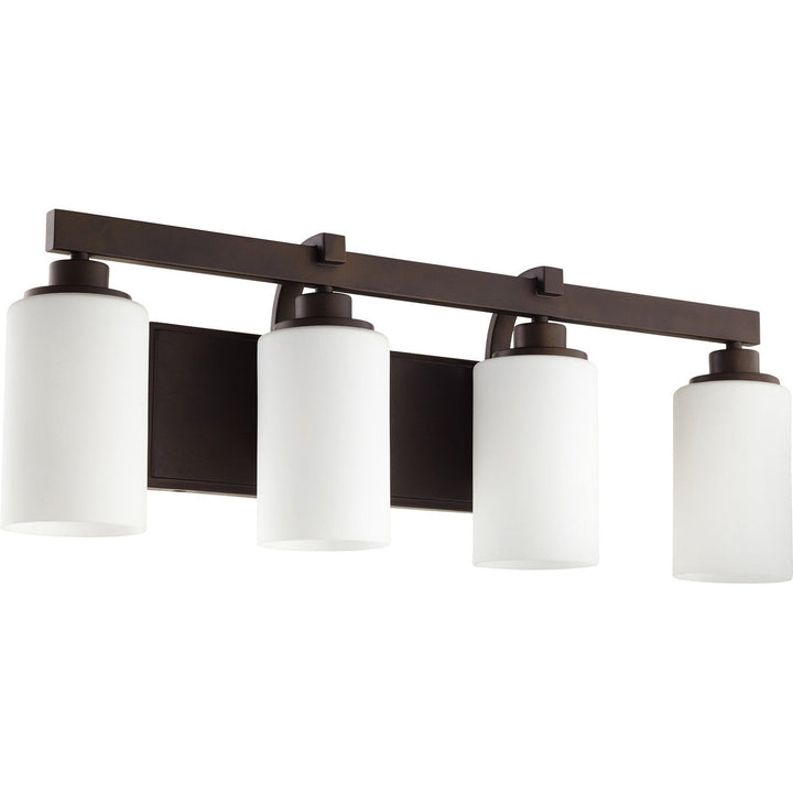 Quorum Lancaster 5207-4-86 Bath Vanity Light 28 in. wide - Oiled Bronze, Rosewood/Walnut/