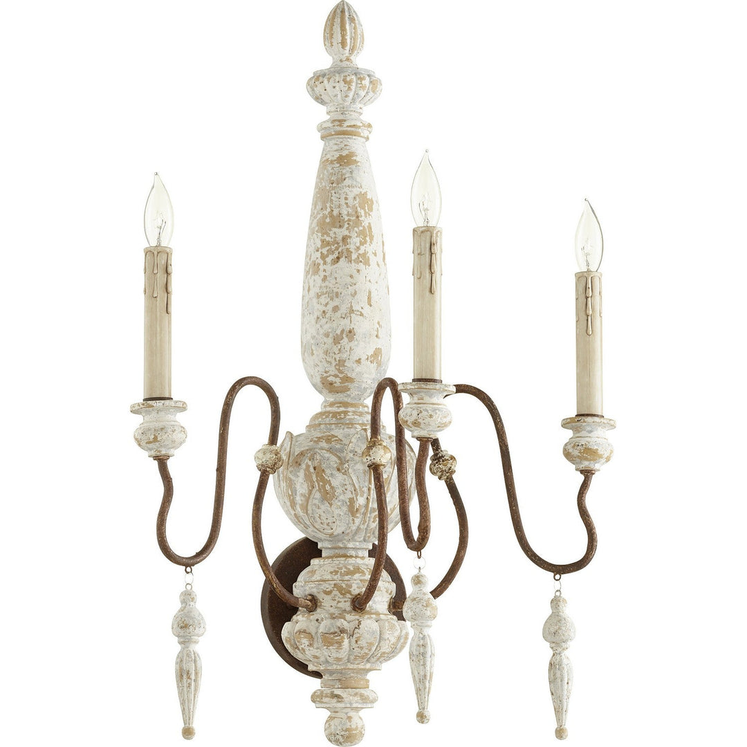 Quorum La Maison 5552-3-156 Wall Sconce Light - Manchester Grey W/ Rust Accents