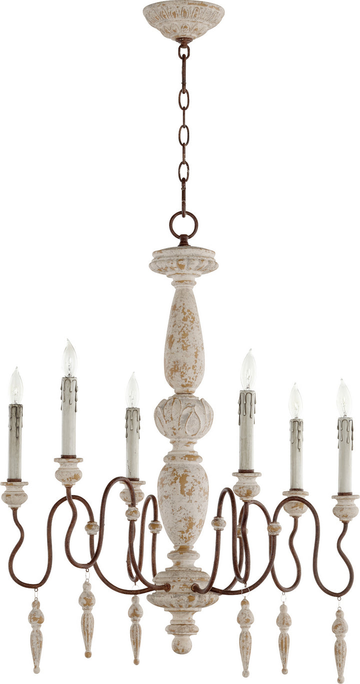 Quorum La Maison 6052-6-156 Chandelier Light - Manchester Grey W/ Rust Accents, Matte Black/Matte Black/