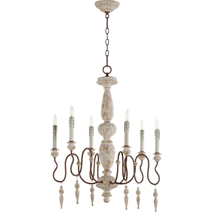Quorum La Maison 6052-6-156 Chandelier Light - Manchester Grey W/ Rust Accents, Matte Black/Matte Black/