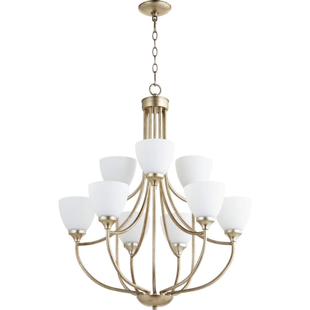 Quorum Enclave 6059-9-60 Chandelier Light - Aged Silver Leaf