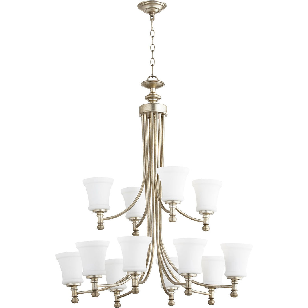 Quorum Rossington 6122-12-60 Chandelier Light - Aged Silver Leaf