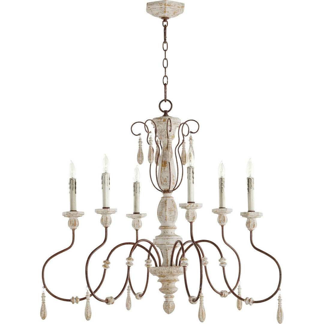 Quorum La Maison 6152-6-156 Chandelier Light - Manchester Grey W/ Rust Accents