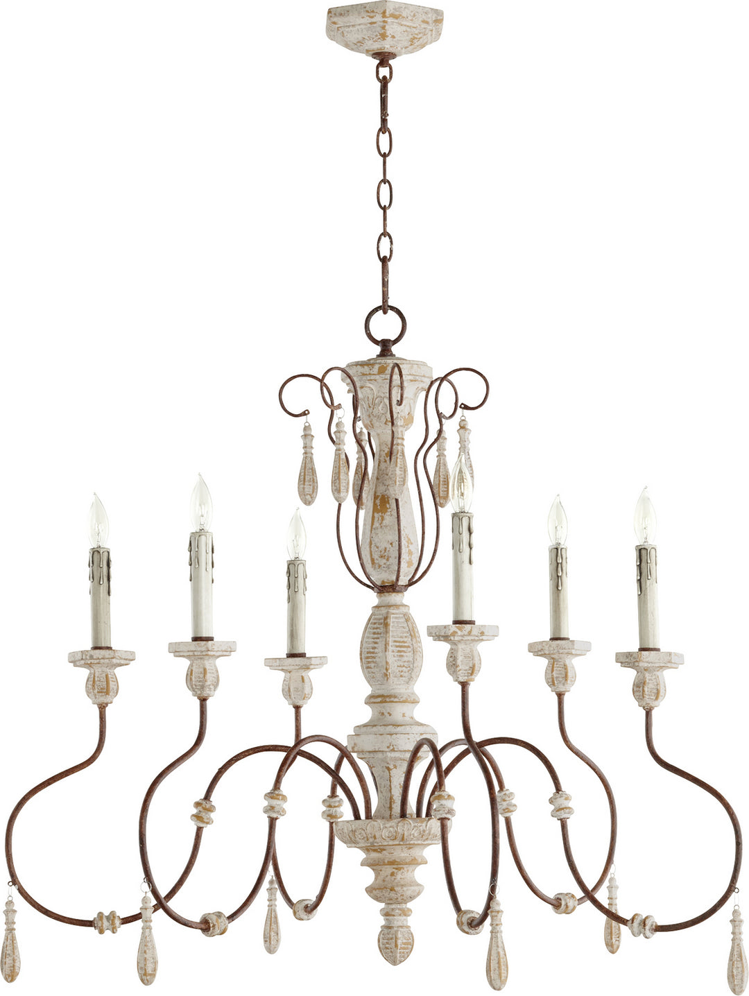 Quorum La Maison 6152-6-156 Chandelier Light - Manchester Grey W/ Rust Accents