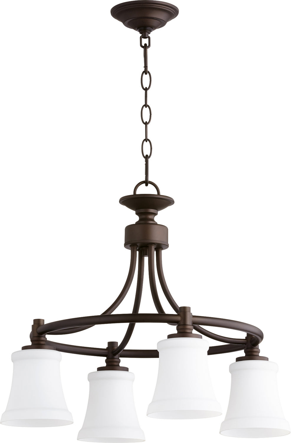 Quorum Rossington 6422-4-86 Chandelier Light - Oiled Bronze, Satin Nickel/Walnut/