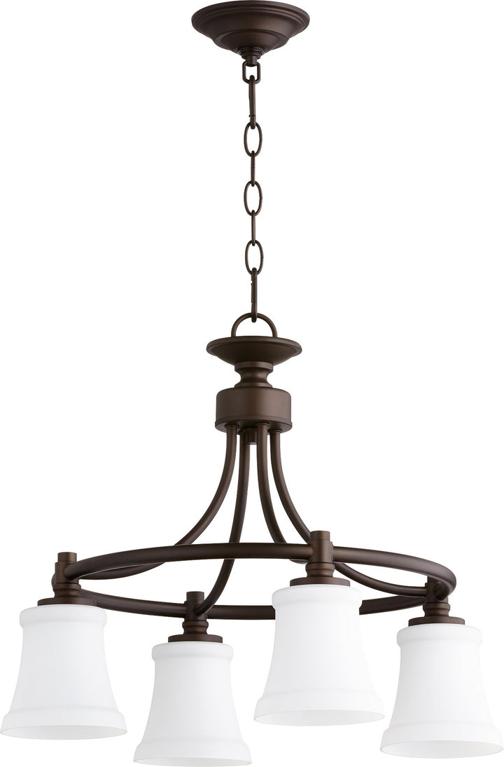 Quorum Rossington 6422-4-86 Chandelier Light - Oiled Bronze, Satin Nickel/Walnut/