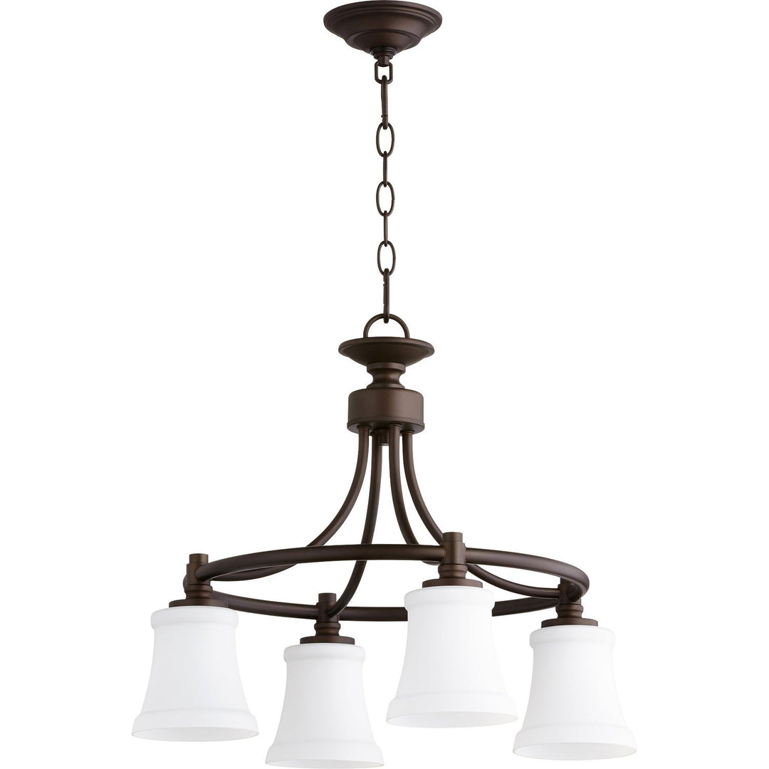 Quorum Rossington 6422-4-86 Chandelier Light - Oiled Bronze, Satin Nickel/Walnut/