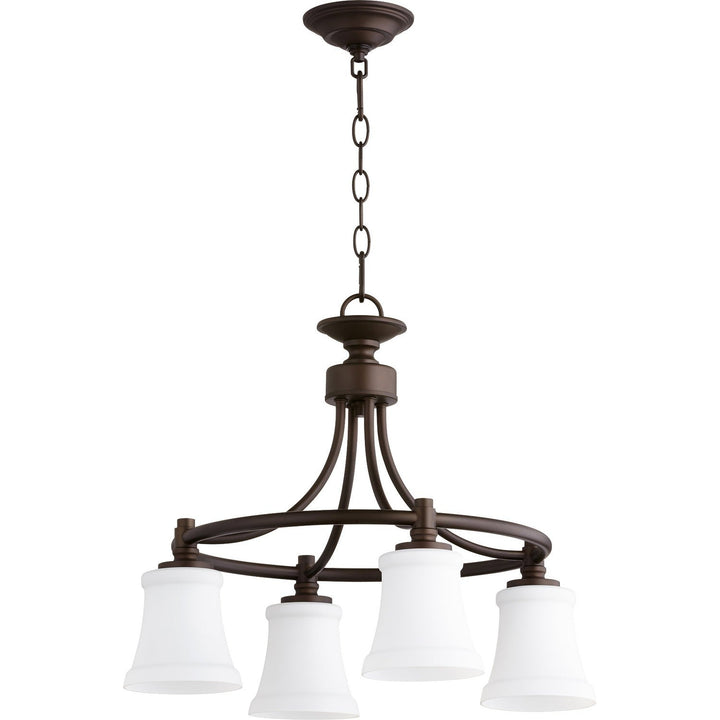 Quorum Rossington 6422-4-86 Chandelier Light - Oiled Bronze, Satin Nickel/Walnut/