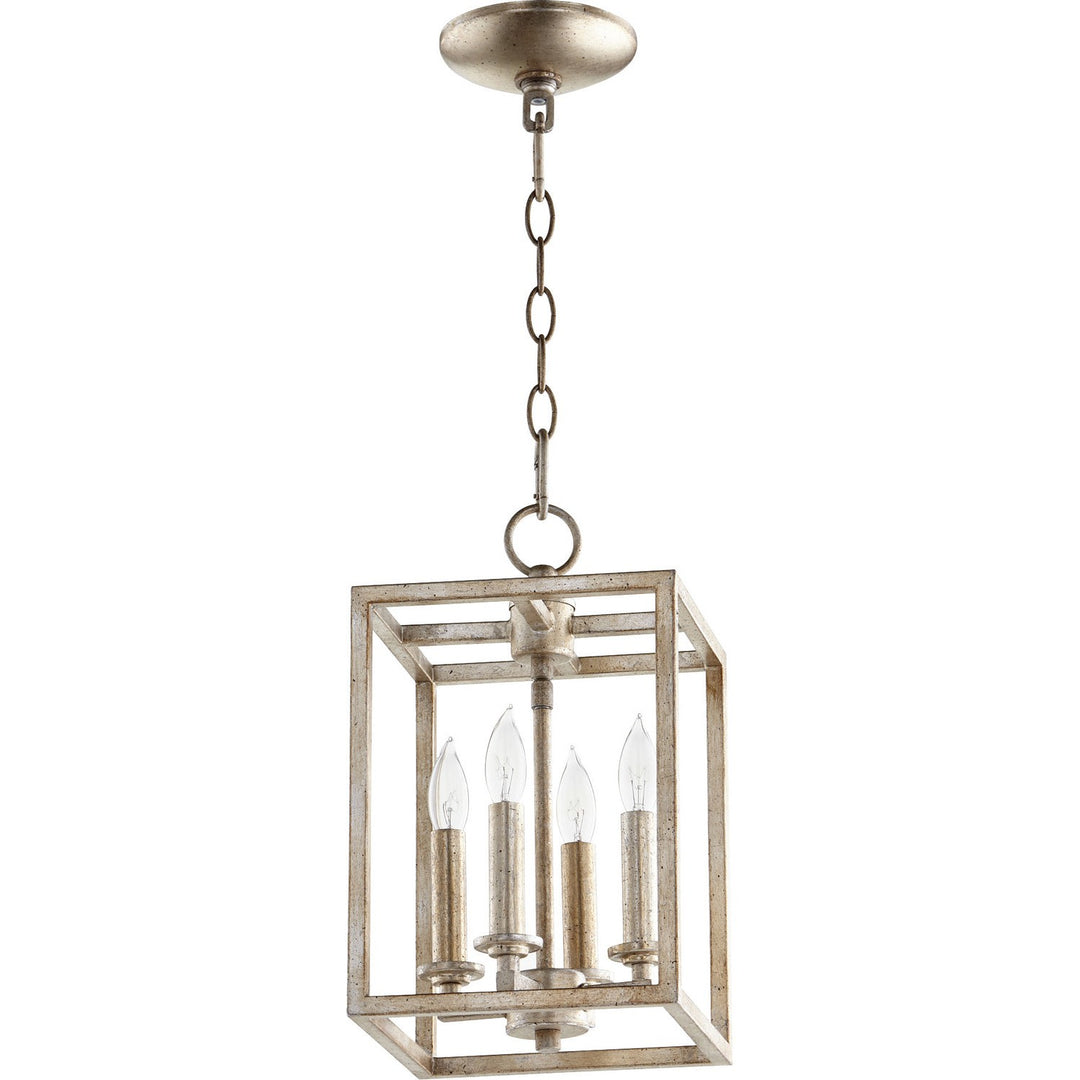 Quorum Cuboid Entries 6731-4-160 Pendant Light - Aged Silver Leaf