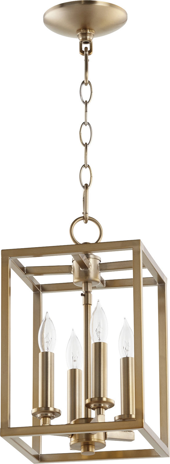 Quorum Cuboid Entries 6731-4-180 Pendant Light - Aged Brass