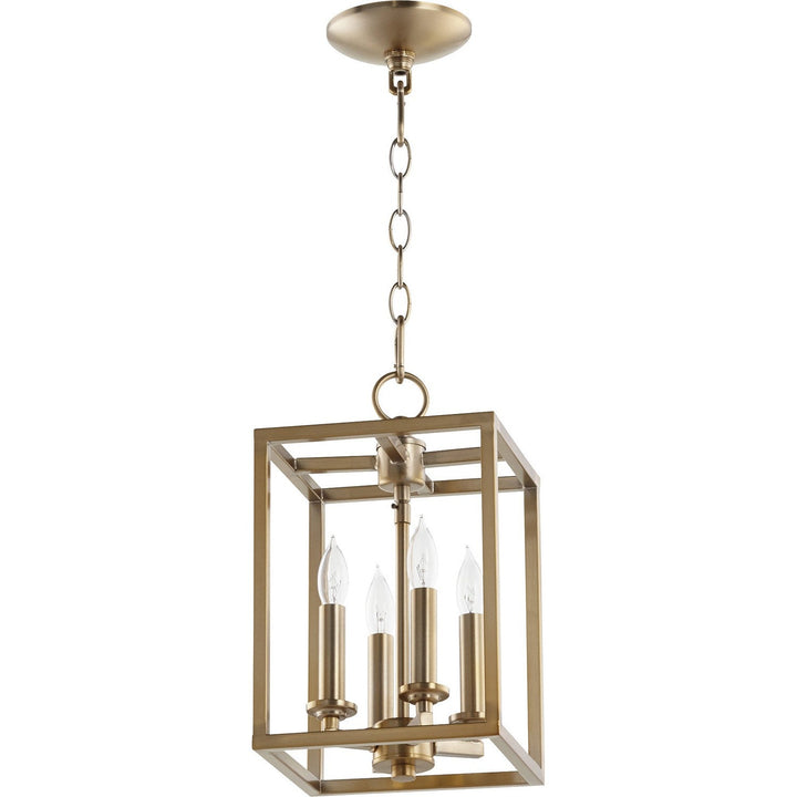 Quorum Cuboid Entries 6731-4-180 Pendant Light - Aged Brass