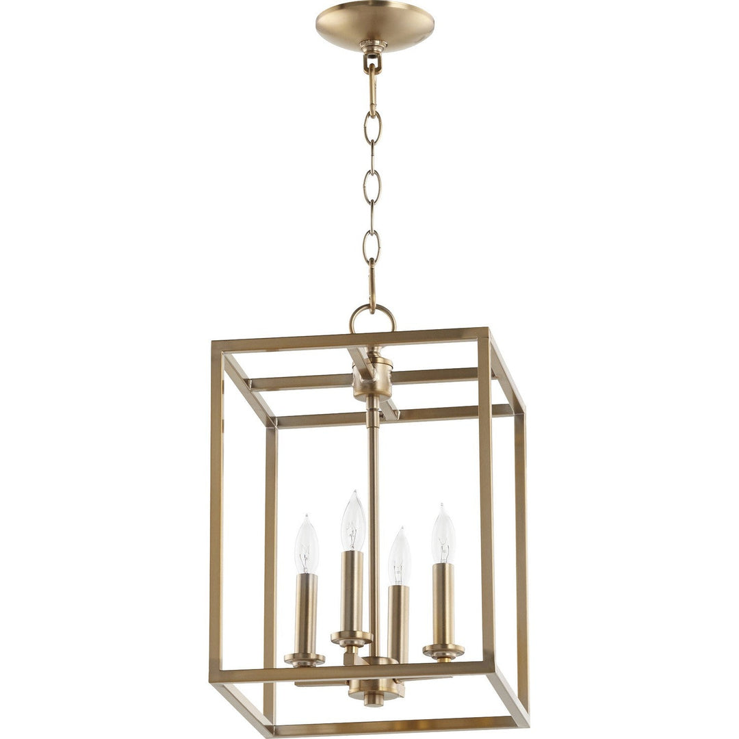 Quorum Cuboid Entries 6731-4-80 Pendant Light - Aged Brass