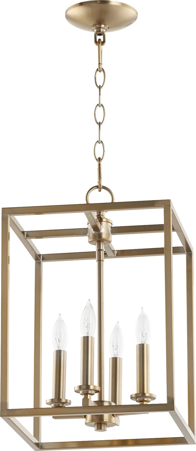 Quorum Cuboid Entries 6731-4-80 Pendant Light - Aged Brass