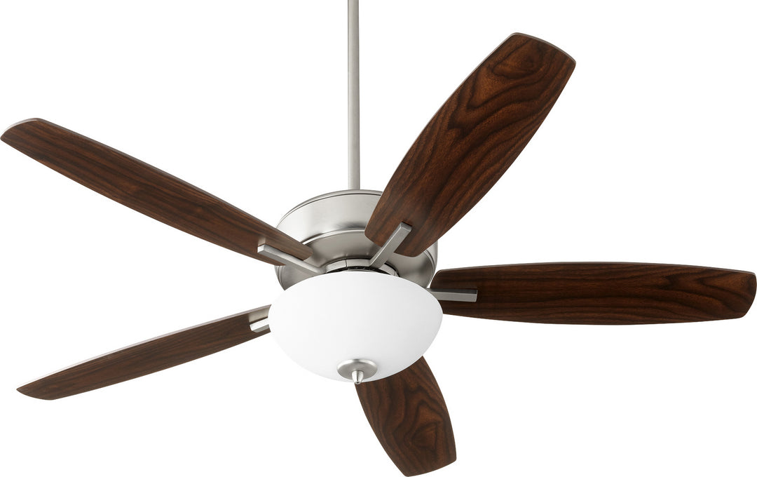 Quorum Breeze 70525-65 Ceiling Fan 52 in. - Satin Nickel, Silver/Walnut