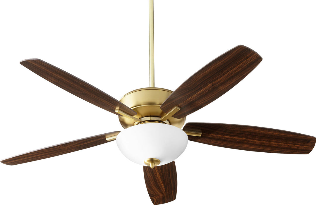 Quorum Breeze 70525-80 Ceiling Fan 52 in. - Aged Brass, Dark Oak/Walnut