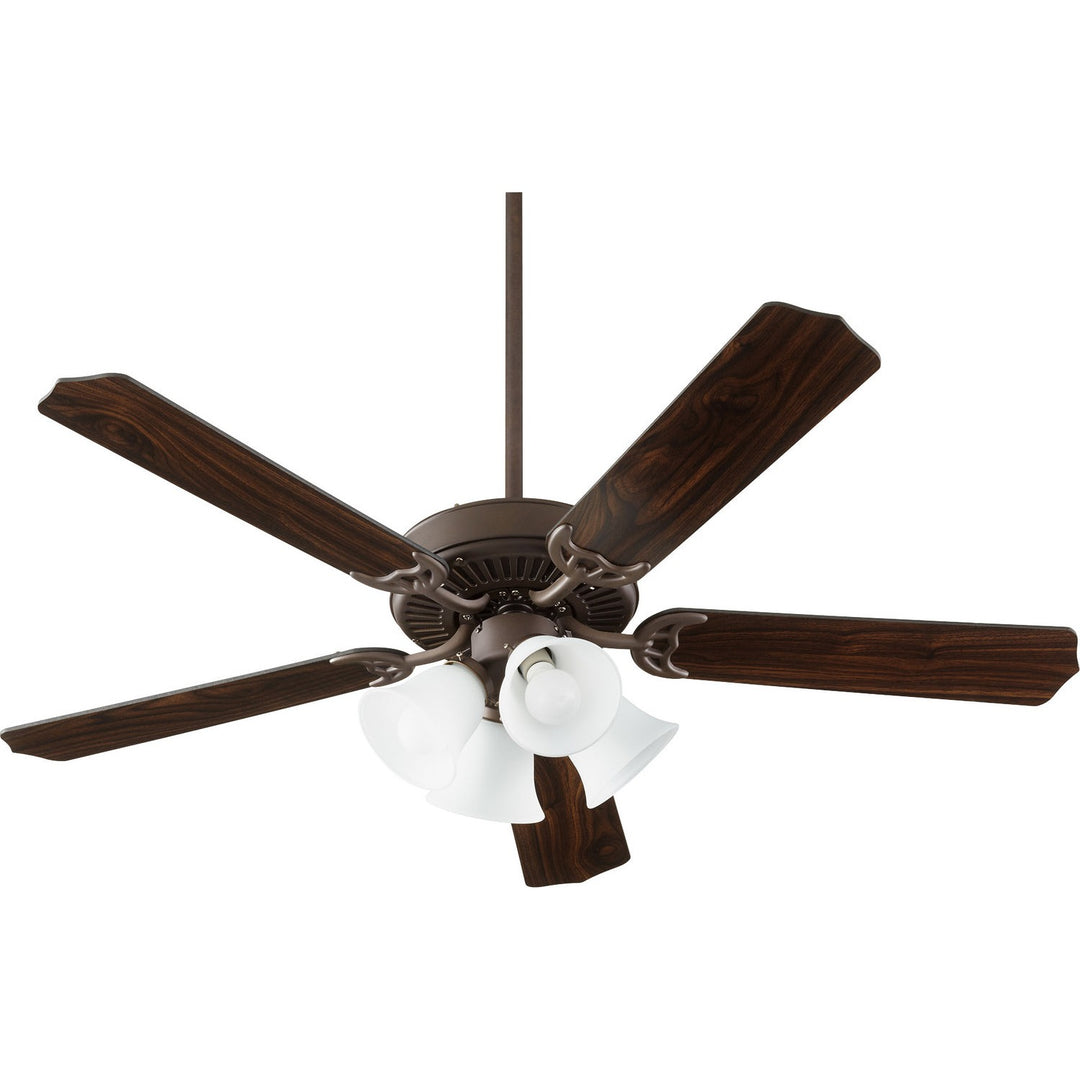 Quorum Capri IX 7525-086 Ceiling Fan 52 in. - Oiled Bronze w/ Satin Opal, Oiled Bronze/Walnut