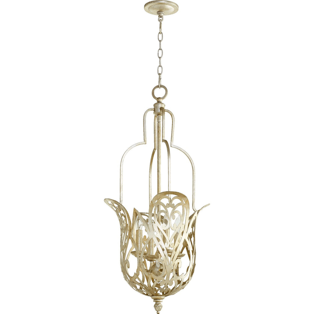 Quorum Le Monde 8192-4-60 Pendant Light - Aged Silver Leaf