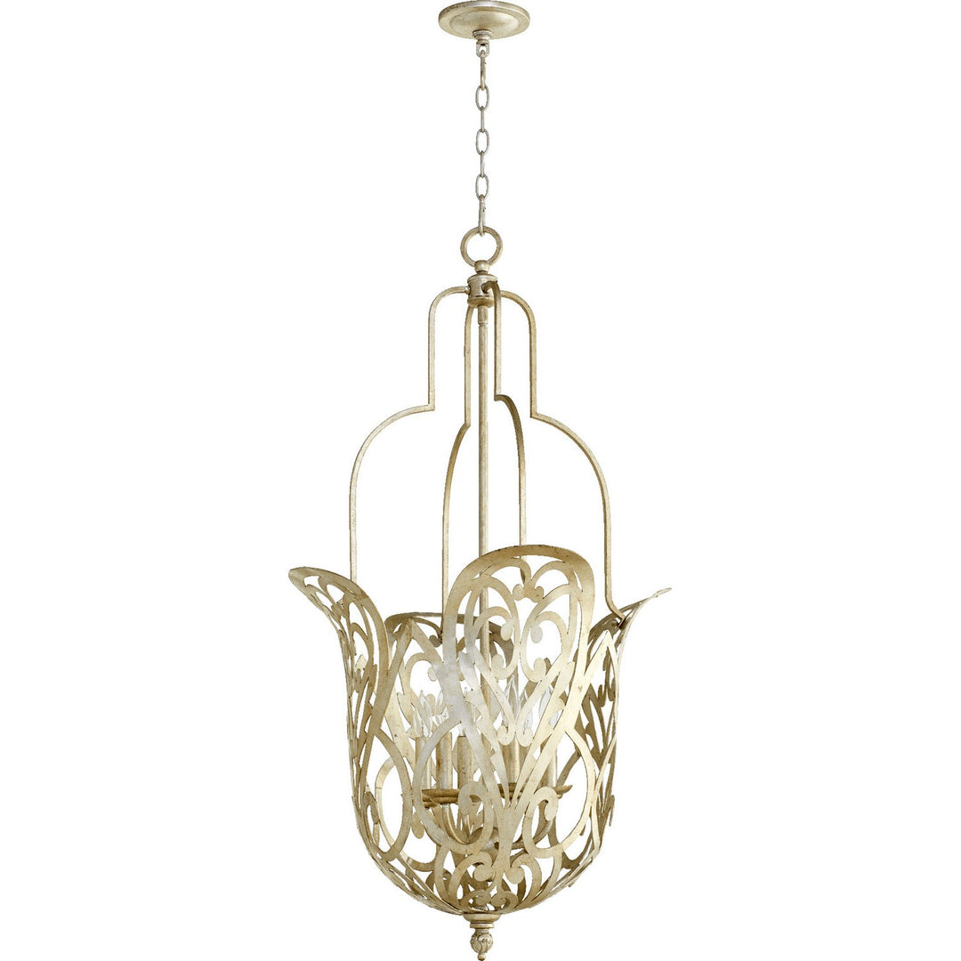 Quorum Le Monde 8192-6-60 Pendant Light - Aged Silver Leaf