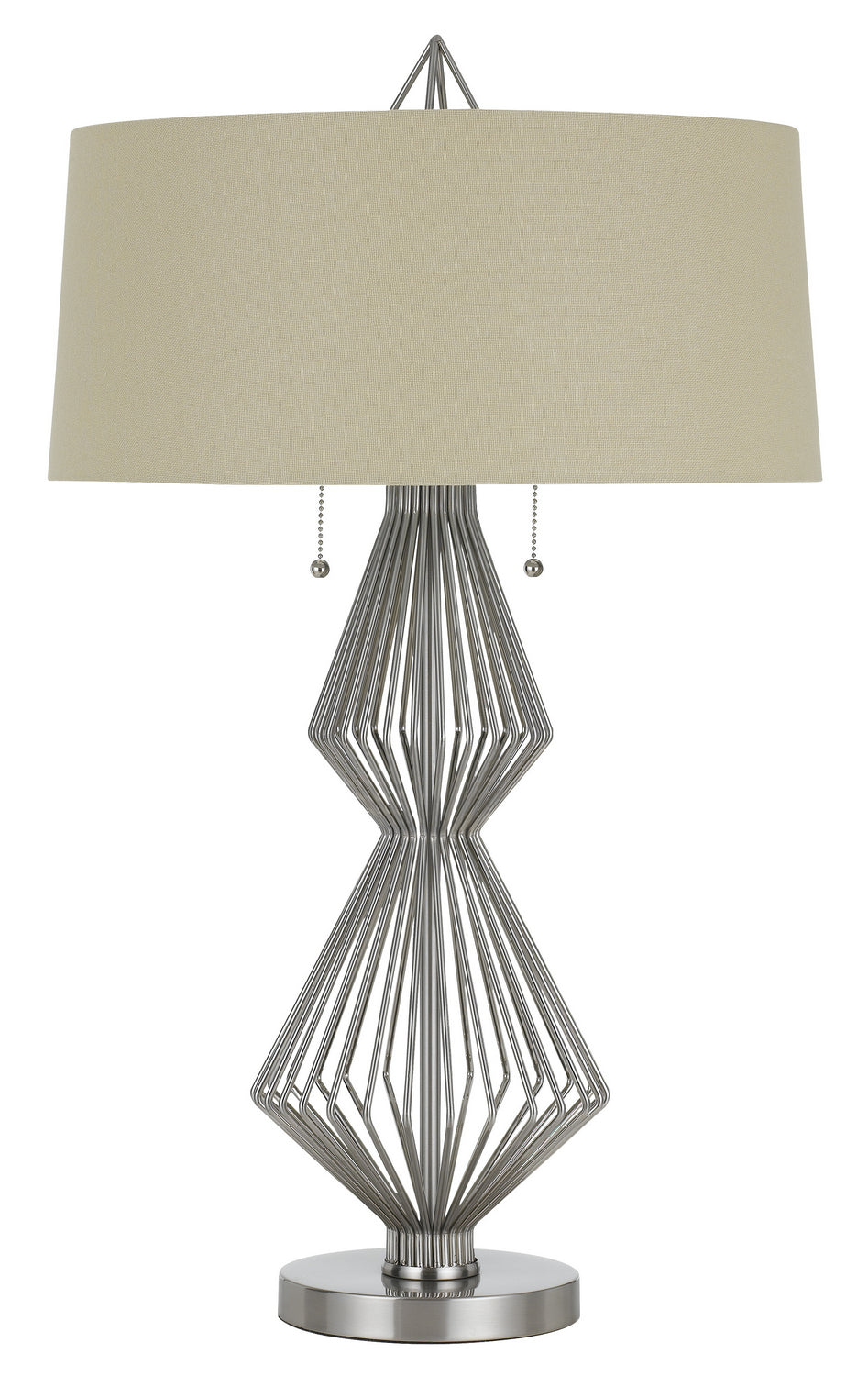 Cal Lighting BO-2741TB  Two Light Table Lamp Lamp Pewter, Nickel, Silver