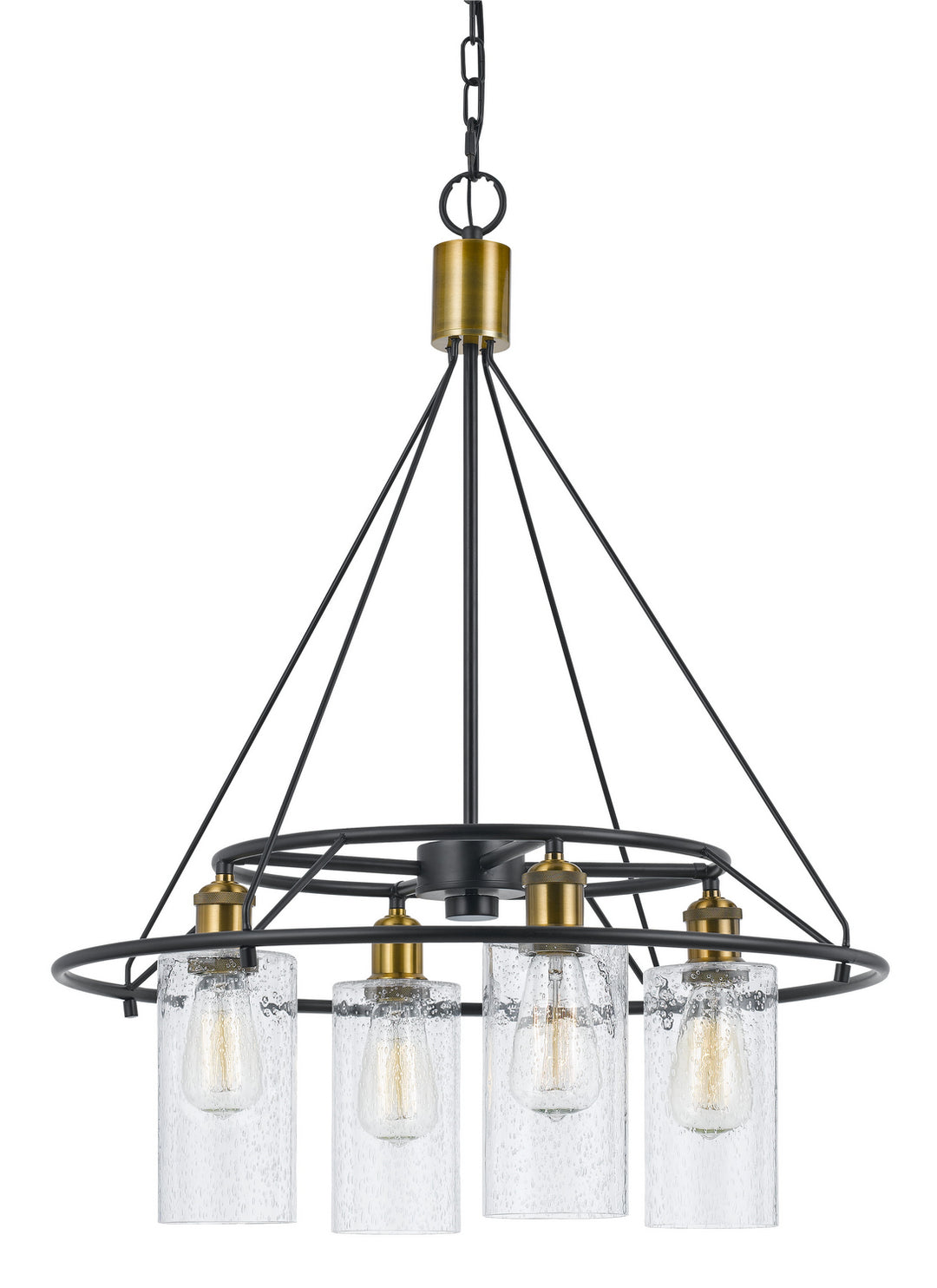 Cal FX-3653-4 Chandelier Light - Antique Brass/Black