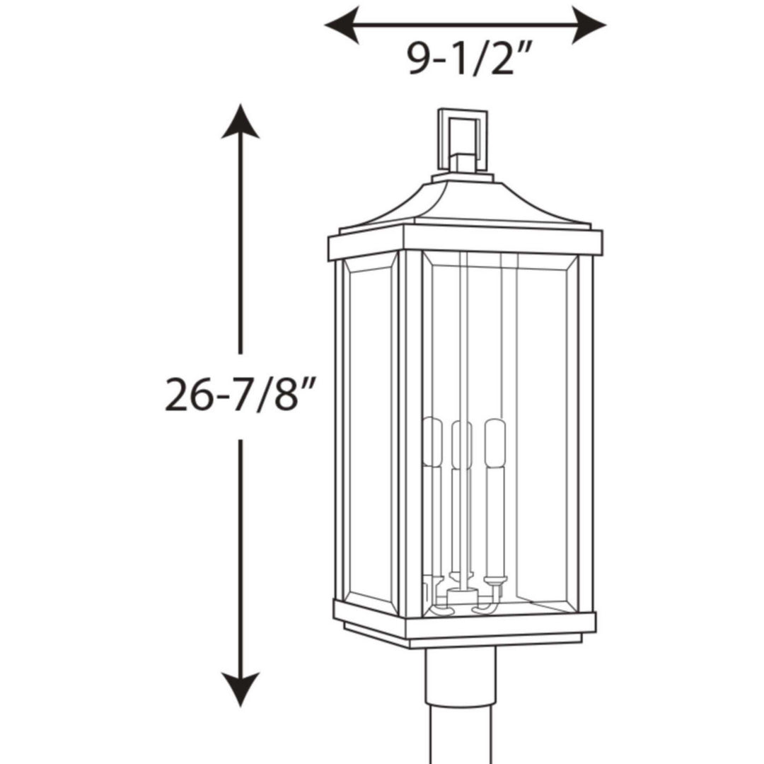 Progress Lighting P540004-020 Gibbes Street Three Light Post Lantern Outdoor Bronze / Dark