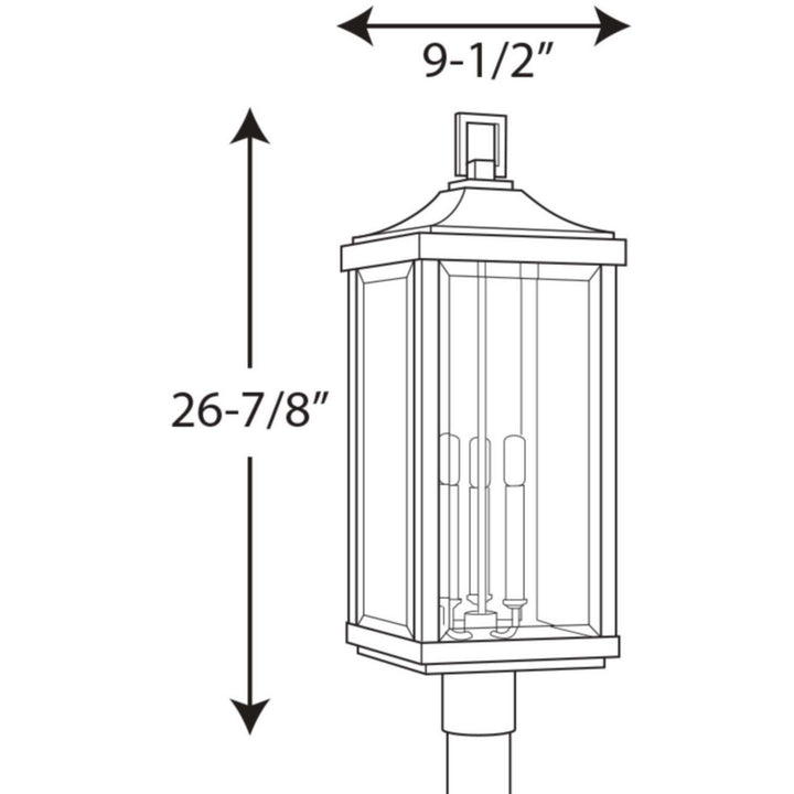 Progress Lighting P540004-020 Gibbes Street Three Light Post Lantern Outdoor Bronze / Dark