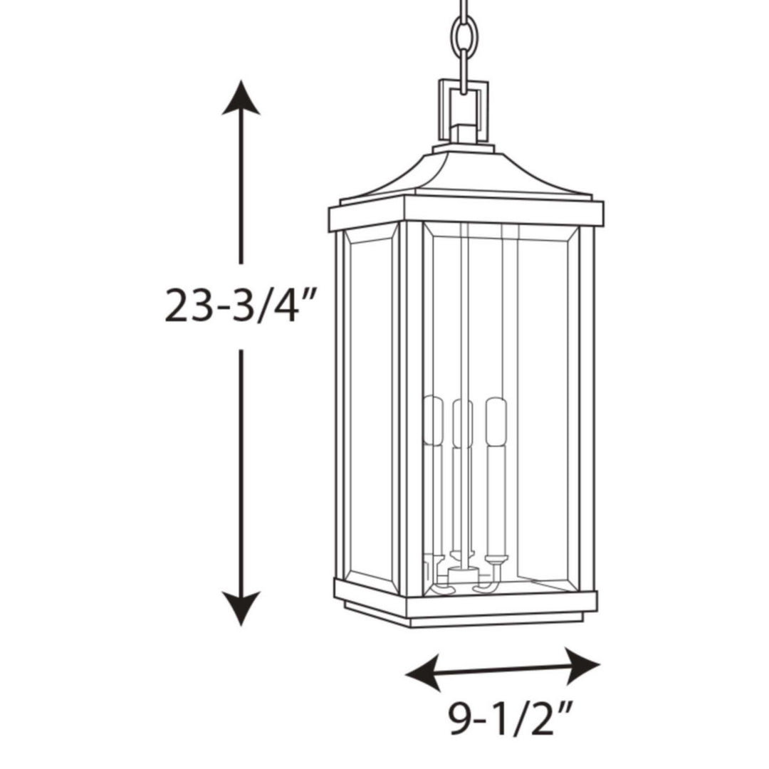 Progress Lighting P550004-020 Gibbes Street Three Light Hanging Lantern Outdoor Bronze / Dark