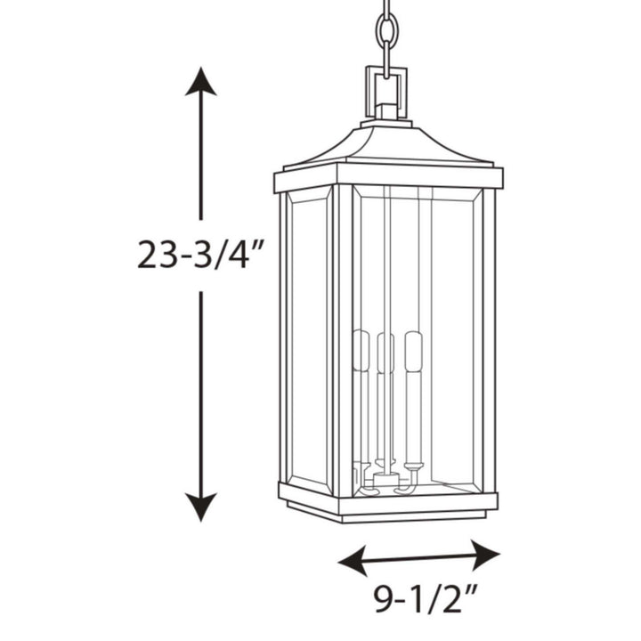 Progress Lighting P550004-020 Gibbes Street Three Light Hanging Lantern Outdoor Bronze / Dark