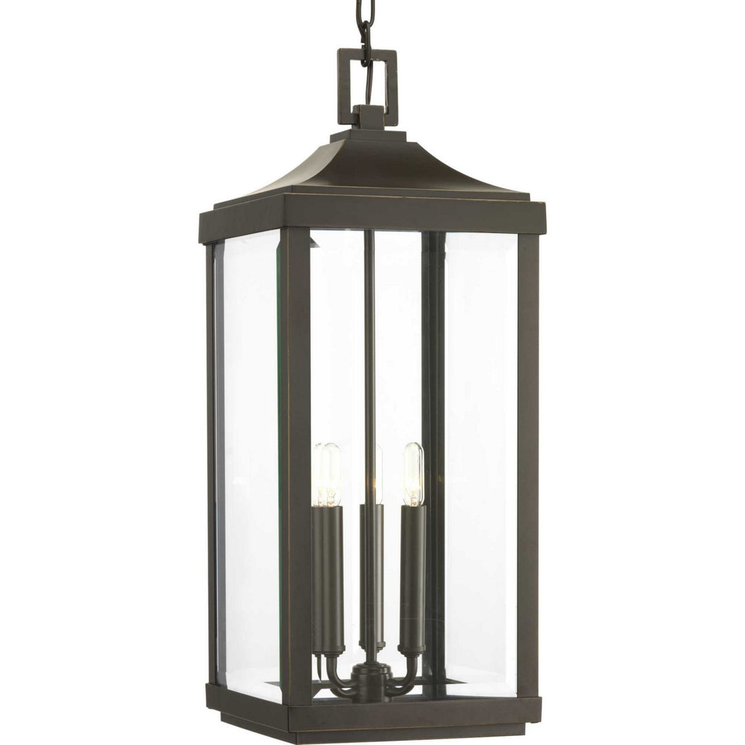 Progress Lighting P550004-020 Gibbes Street Three Light Hanging Lantern Outdoor Bronze / Dark