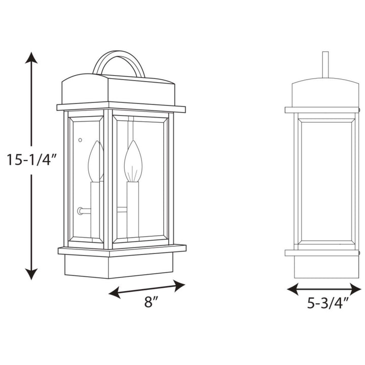 Progress Lighting P560002-020 Santee Two Light Wall Lantern Outdoor Bronze / Dark