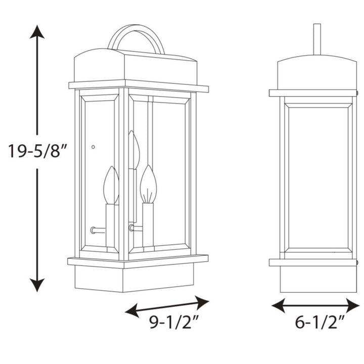 Progress Lighting P560003-020 Santee Three Light Large Wall Lantern Outdoor Bronze / Dark
