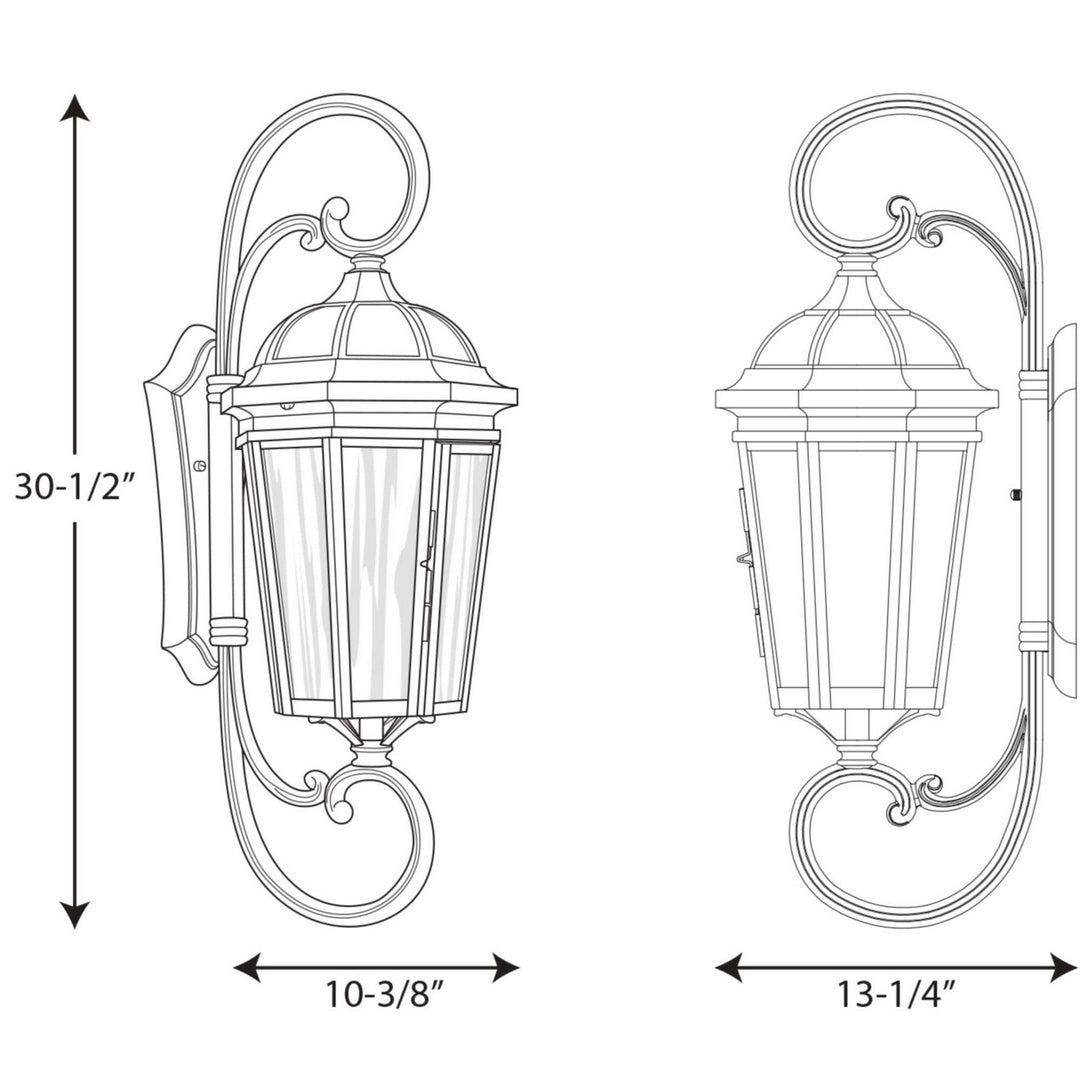 Progress Lighting P560017-020 Verdae Three Light Large Wall Lantern Outdoor Bronze / Dark