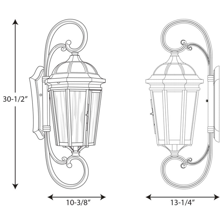 Progress Lighting P560017-020 Verdae Three Light Large Wall Lantern Outdoor Bronze / Dark