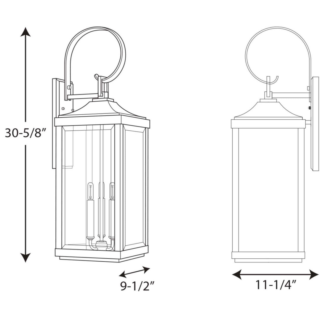 Progress Lighting P560023-020 Gibbes Street Three Light Large Wall Lantern Outdoor Bronze / Dark