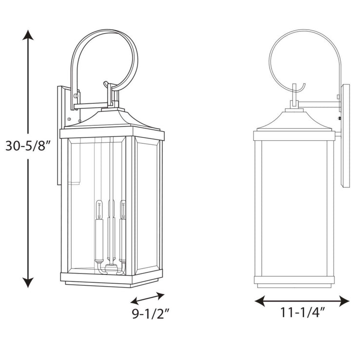 Progress Lighting P560023-020 Gibbes Street Three Light Large Wall Lantern Outdoor Bronze / Dark