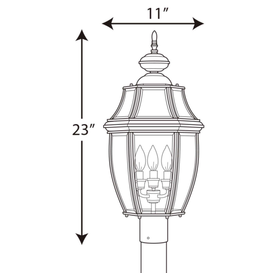 Progress Lighting P6433-31 New Haven Three Light Post Lantern Outdoor Bronze / Dark
