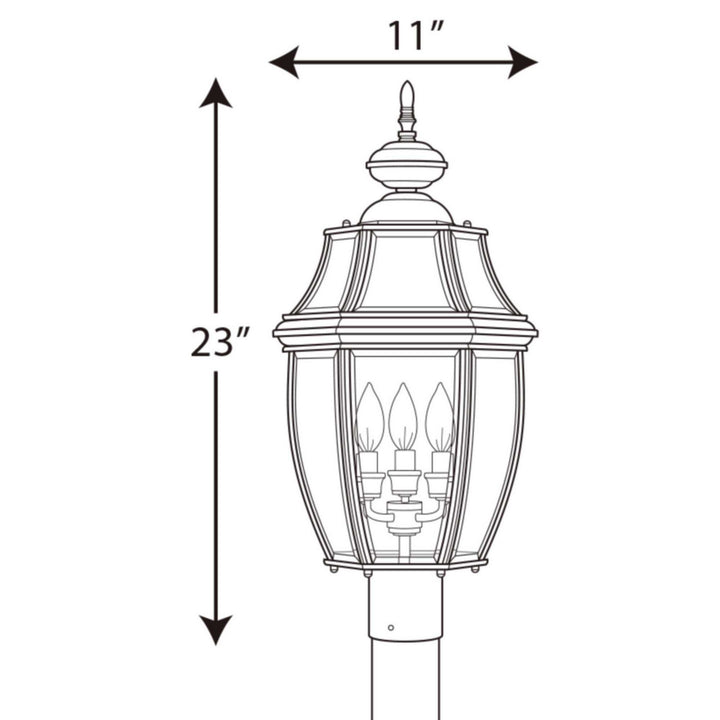 Progress Lighting P6433-31 New Haven Three Light Post Lantern Outdoor Bronze / Dark